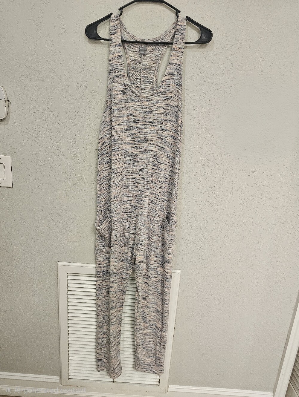 Aerie Knit Overall Romper Medium Multicolor Slouchy Lounge Jumpsuit
